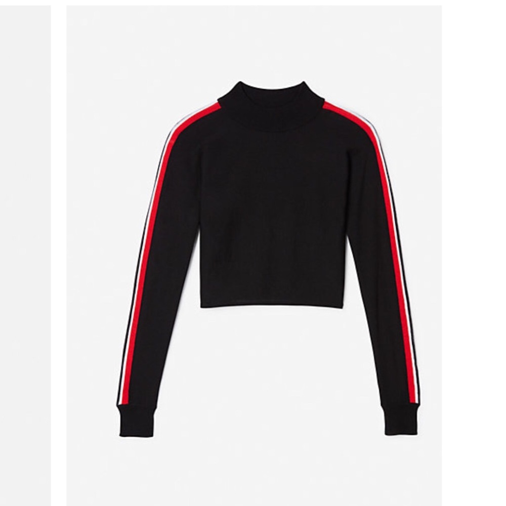 Olivia Culpo abbreviated mockneck striped sweater